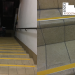 Chantier réalisé pour la Mairie du Kremlin-Bicêtre : mise en place de bandes antidérapantes en aluminium avec insert jaune en PVC sur des marches en carrelage dans un escalier très abrupte.